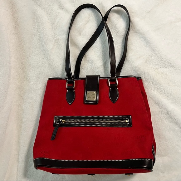 Red Dooney & Bourke Logo Black Trim Satchel - Picture 2 of 10